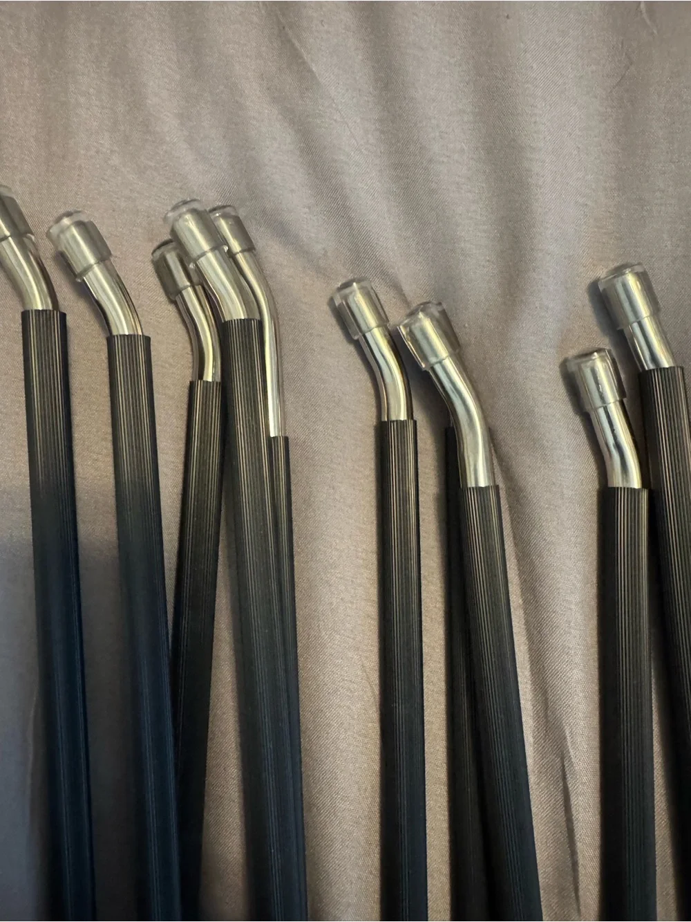 Set of 10 Non-slip Metal Pant Hangers with Black Rubber Sleeves
